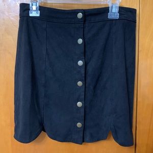 black velvet button-up skirt